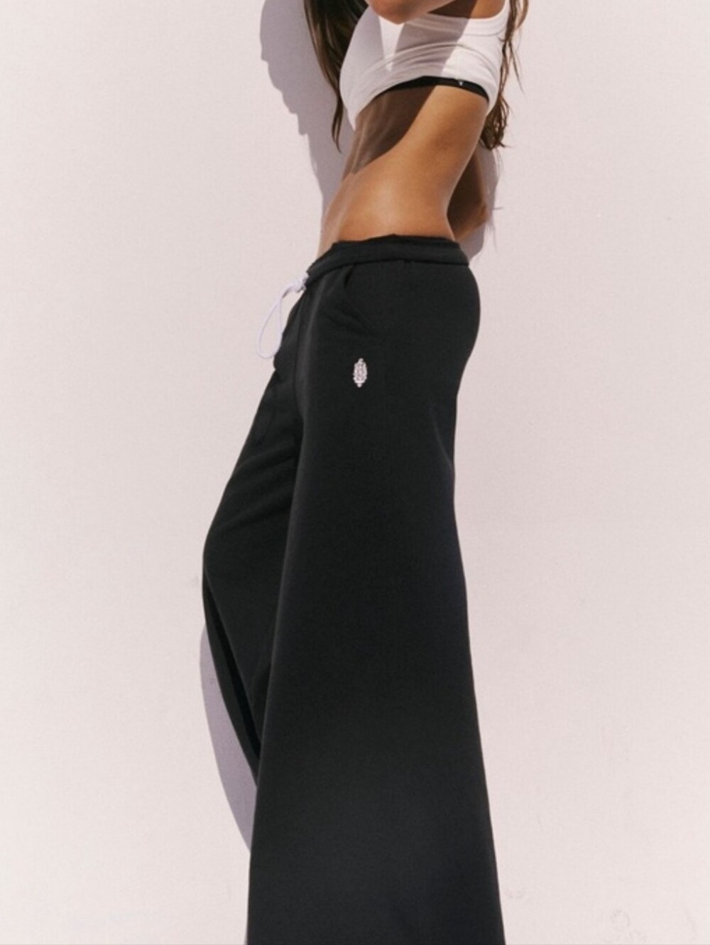FP Movement by Free People Black Wide Leg Drawstring Sweatpants - Picture 3 of 8